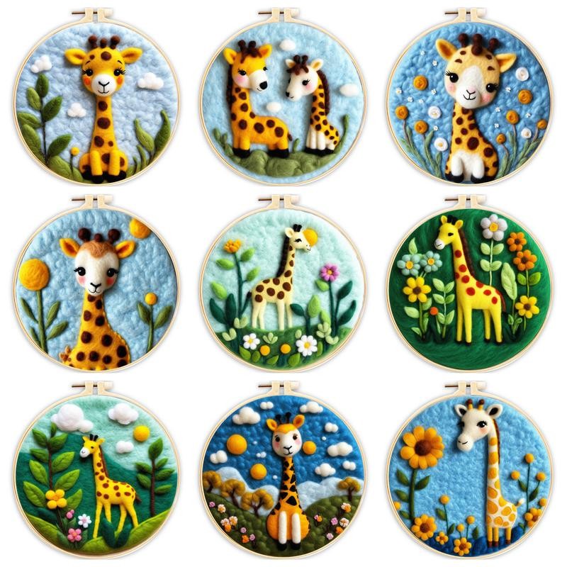 

GATYZTORY Needle Felting Kit Starter Felting Kit for Beginners Giraffe Animals Wool Felting Painting Set Handicraft DIY