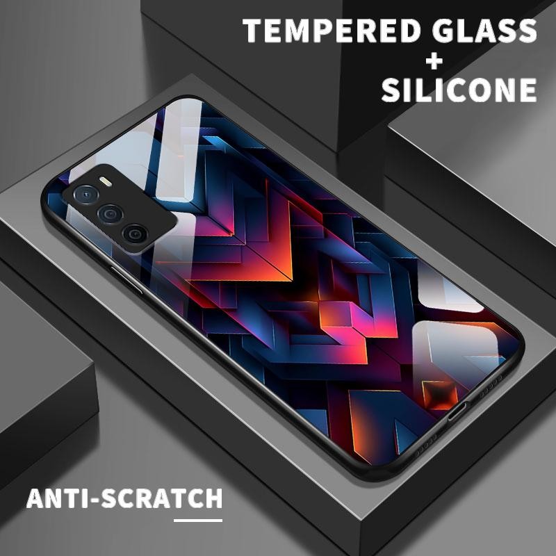 Casing Hp For Oppo A16 A16s A16K A16e A11A11x A11K A12 A12s A12e A15 A15s A17 A18 HD Kaca Silikon Be