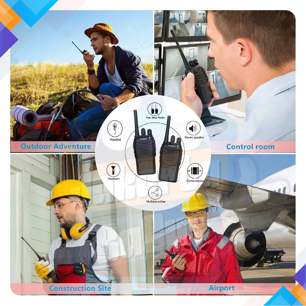 isi 2 set Walkie Talkie BF 888s Plus HT Jarak Jauh 10km WATERPROOF Radio Handy Talky isi 2 Unit