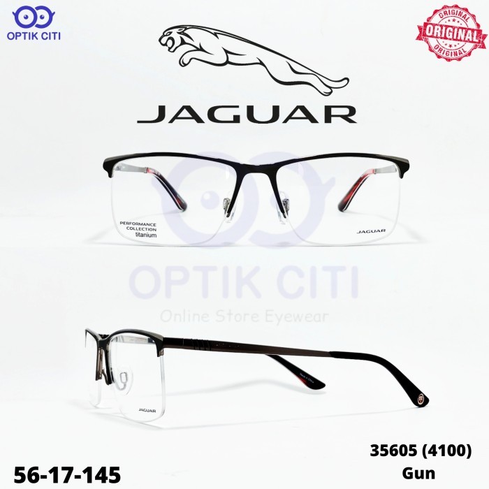 Frame Kacamata Pria Titanium Sporty Jaguar 35605 4100 56 Half Frame Original