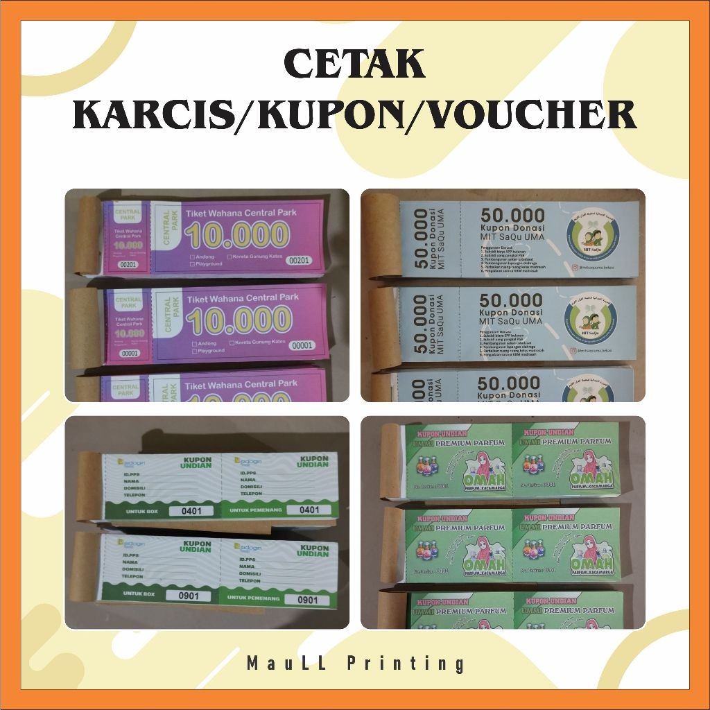 Promo CETAK KUPON UNDIAN KARCIS PARKIR KUPON DOORPRIZE