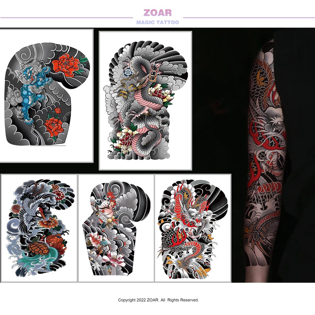 ZOAR BJQB Stiker Tato Temporary Semi Permanen Tahan lama Tattoo menempel dekorasi seni untuk pria da