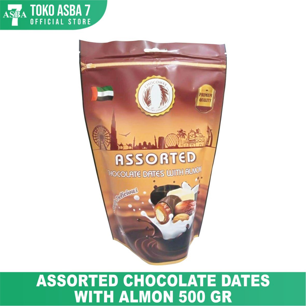 

ASSORTED CHOCOLATE DATES WITH ALMOND 500 GR