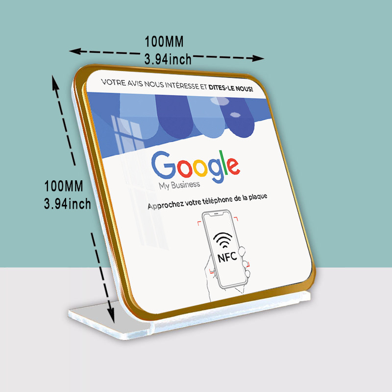 

Chevalet NFC avis Google Acrylic Restaurant Table Display Stand NFC Google Review NFC Stand