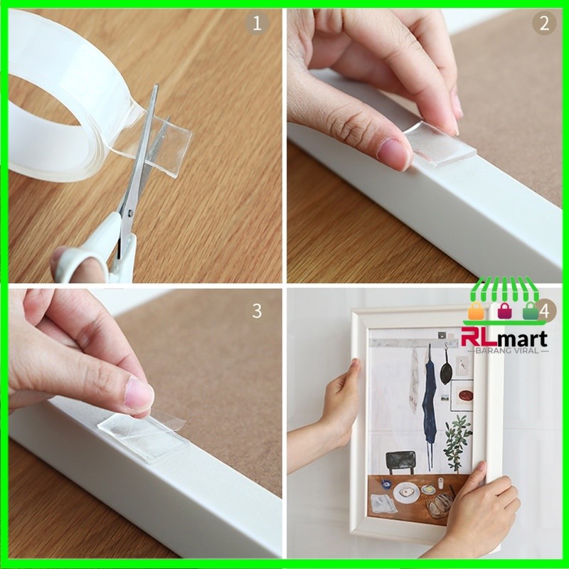 

TERMURAH TEBEL Lakban Double Tape Ajaib Bening 2 Sisi Solatip Serbaguna Tempelan Perekat Dinding Kuat 1M Isolasi Dua Sisi Multifungsi Waterproof Removable Washable Reusable