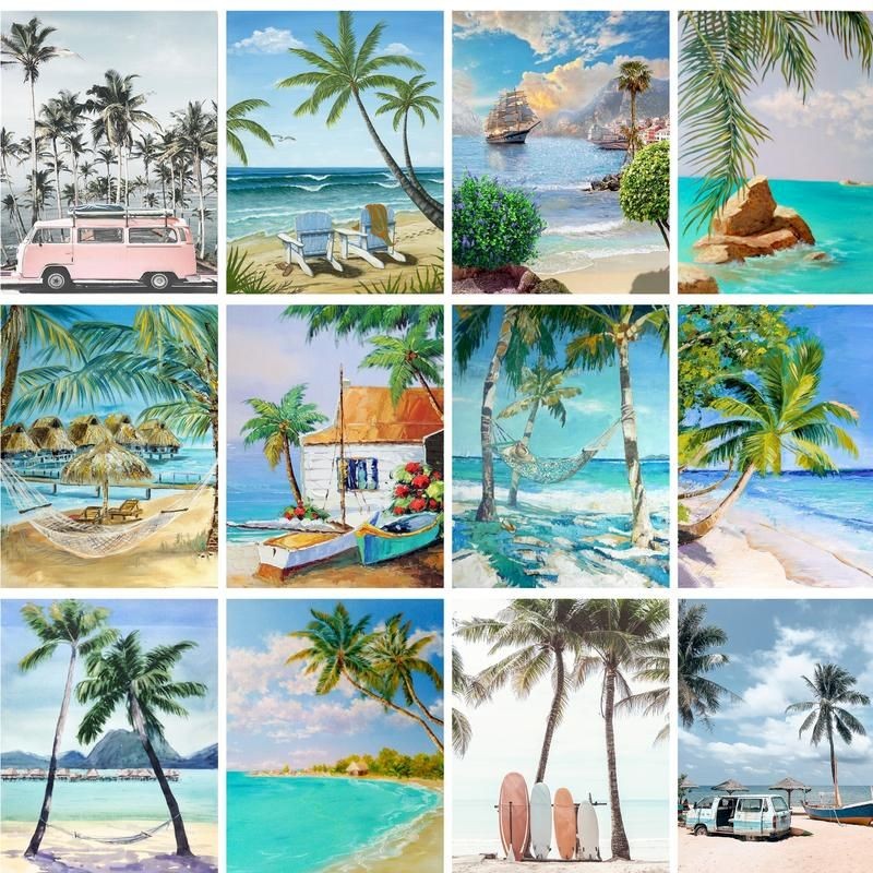 

Oil Painting By Numbers Seascape For Adults Coloring By Numbers DIY Gift Wall Decoration Acrylic Paints Kit Coconut Tr