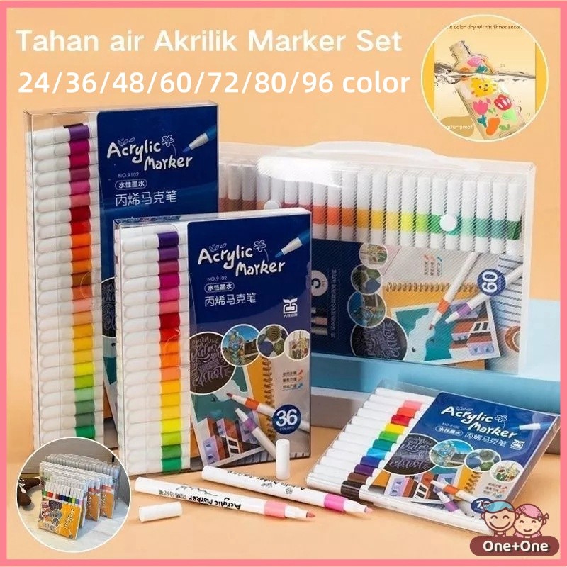 

CTK031 Buy 72pcs Get 3 PensOne+One 24/36/48/60/72/80/96 Color Acrylic Marker Set Spidol Akrilik DIY