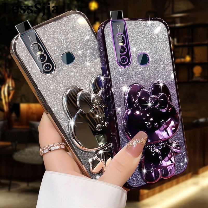 Phone Cover Vivo V19 V17 V15 V11i V9 Back case Luxury Gradient Semi Clear Soft Silicone Rabbit brack