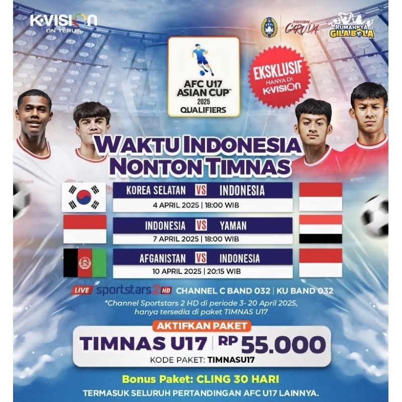 𝗕𝘂𝗸𝗮𝟮𝟰𝗟𝗮𝗻𝗴𝘀𝘂𝗻𝗴𝗞𝗶𝗿𝗶𝗺 Paket KVISION AFC U17 ASIAN CUP 2025 Qualifiers TIMNAS Paket Bola Timnas U17 Asi