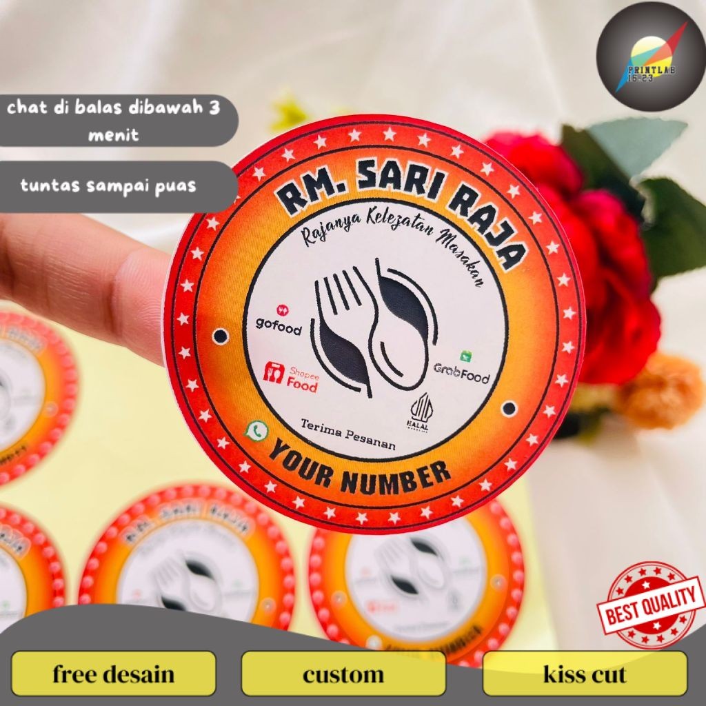 

PrintLab 2-4 Sticker Warung Nasi Warnas Label Logo Rumah Makan Stiker Restoran Box Dus Free Desain