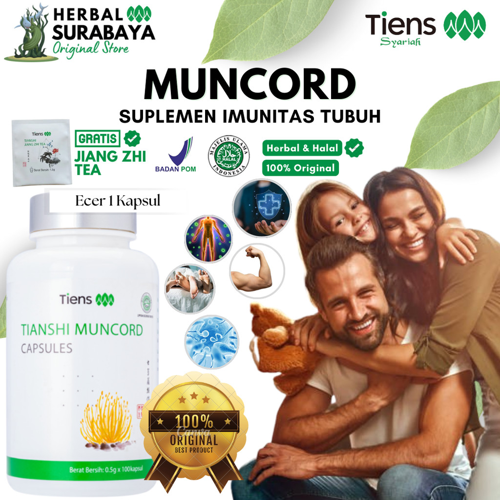Ecer 1 Kapsul Tiens Muncord Cordyceps Mycelium 500 mg Suplemen Penambah Stamina Pria Wanita, Peningk