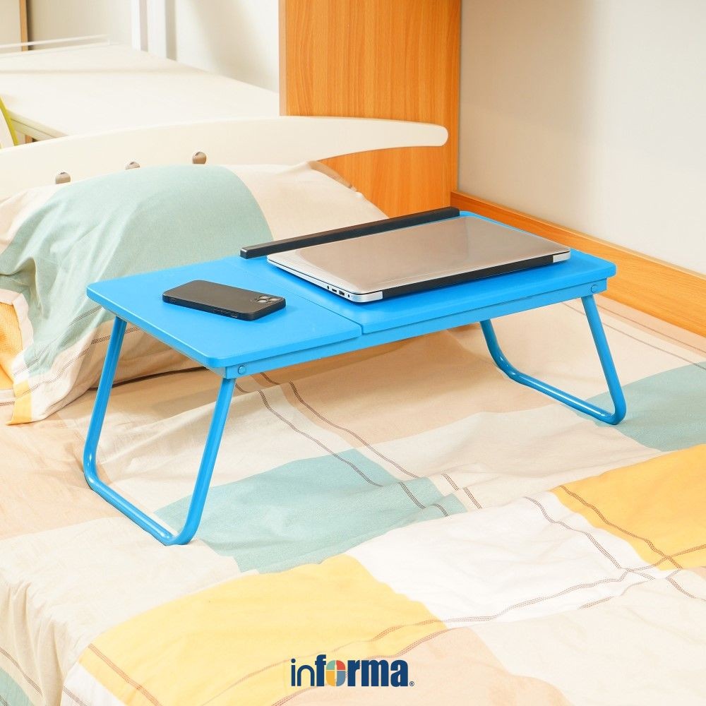 Informa Oxy Meja Laptop Lipat Anak - Biru Folding Table Foldable Study Desk Mini Serbaguna Notebook 
