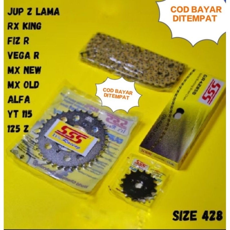 MN10L Gear Gir set  Rante tripel SSS gold original 428 ukuran 33 34 35 36 37 Yamaha RX king RX s RX 