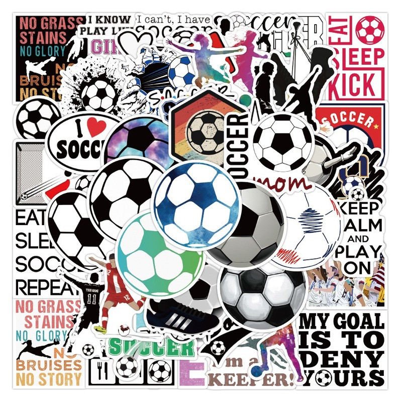 

10/25/50pcs Football Soccer Stickers Aesthetic Sports Graffiti Decals for Laptop Phone Luggage Scrapbook Car Skateboard