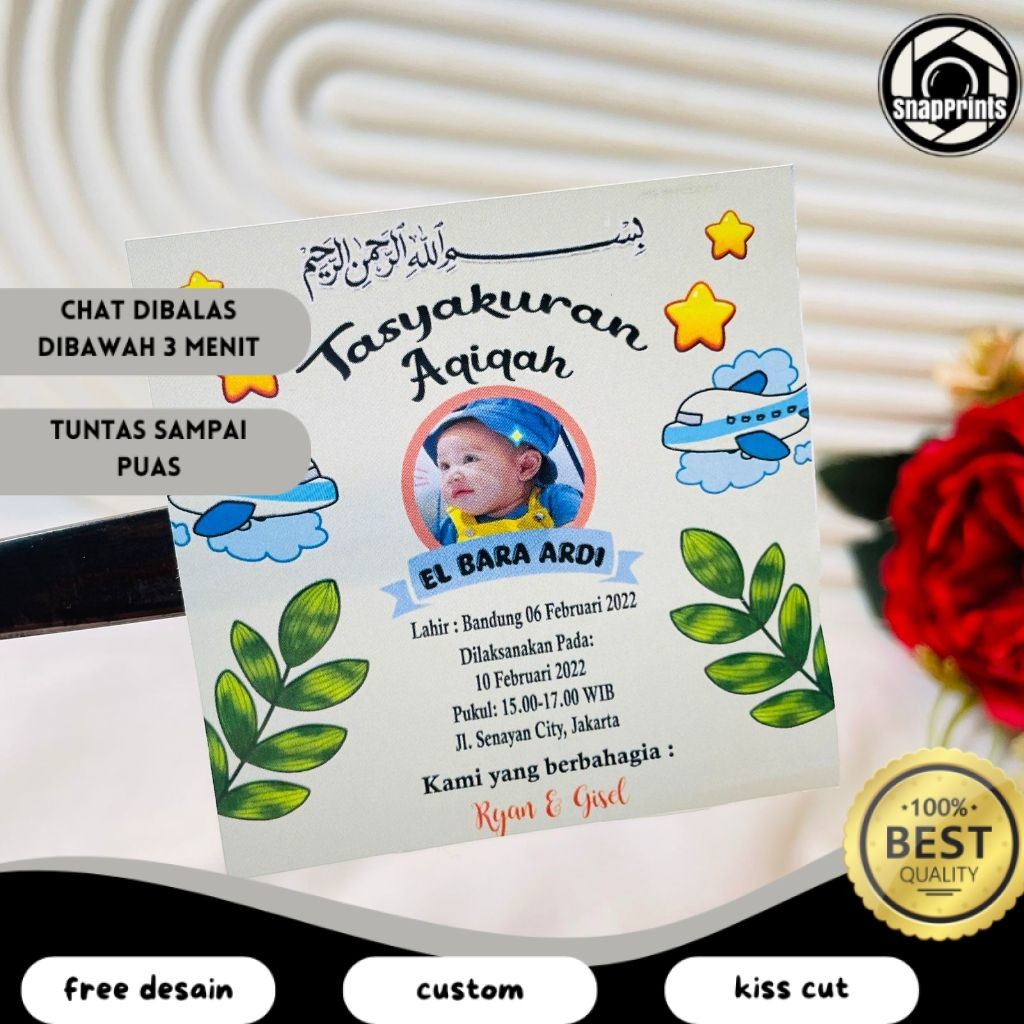 

SP 2-4 Cetak Stiker Tasyakuran Aqiqah Bayi Sticker Syukuran Qiqah Ikkah Iqqah Anak Bentuk Kotak