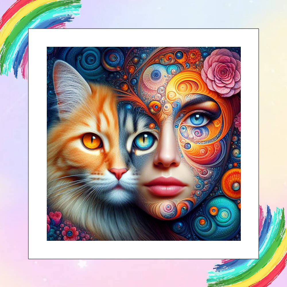 

HUACAN New Coloring By Numbers Woman Cat Flower Paint By Number Portrait Unframe Wall Decoration Valentines Day Gift