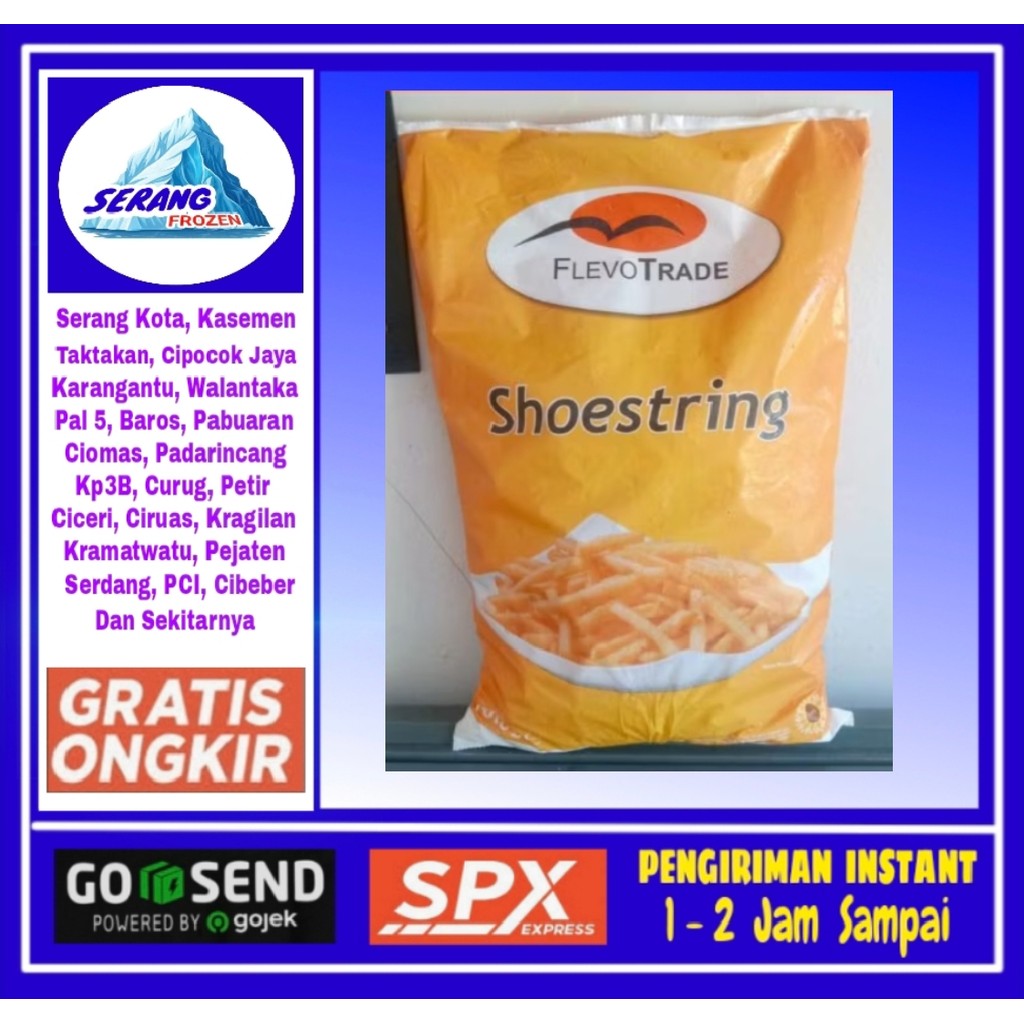 Kentang Flevo Shoestring 1Kg, Kentang Beku, Serang Frozen