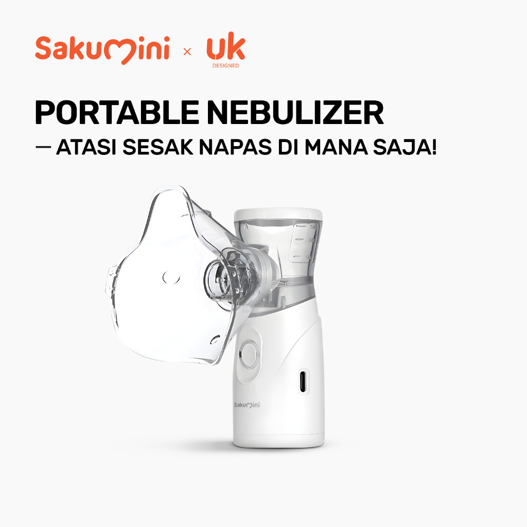 SAKUMINI Nebulizer Portable Mesh | Alat Uap Bantu Pernafasan Anak Bayi | Alat Terapi Pernapasan Asma