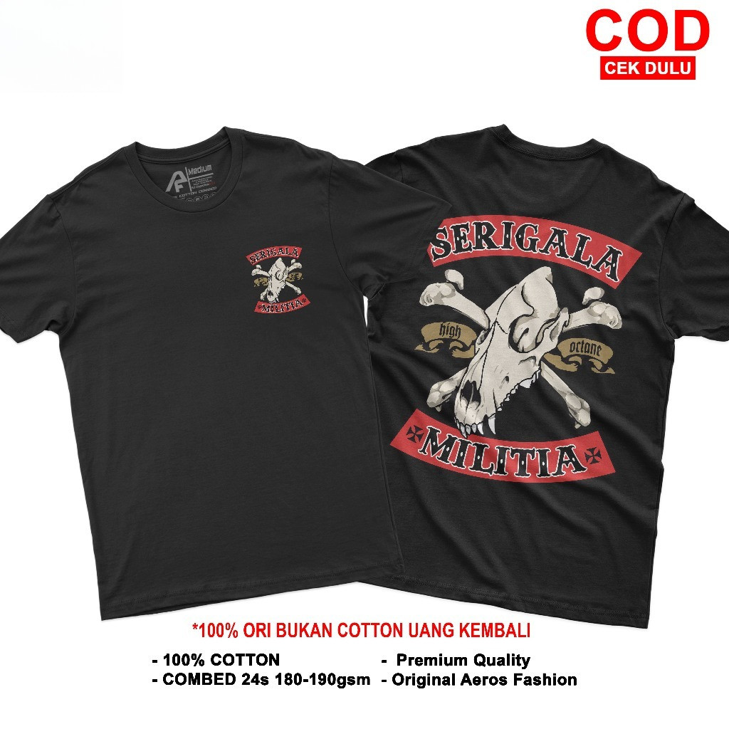 Kaos Seringai Serigala Militia Tshirt Band Rock Premium Cotton Combed 24s Unisex