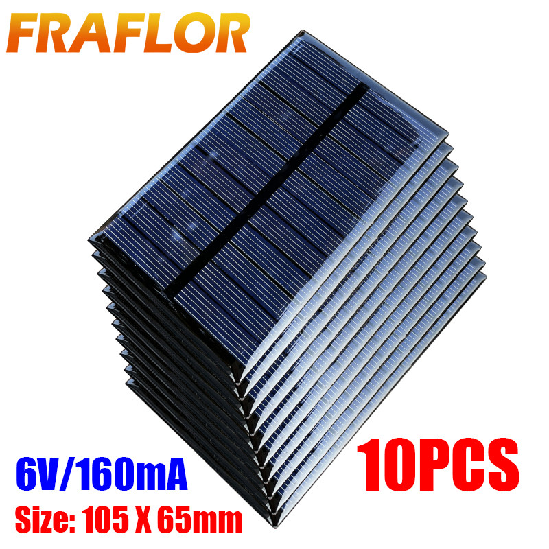 10Pcs Poly Solar Panel 6V 1W Mini Solar Panel Cell Solar Charger Module DIY For 3.7V Battery Solar P