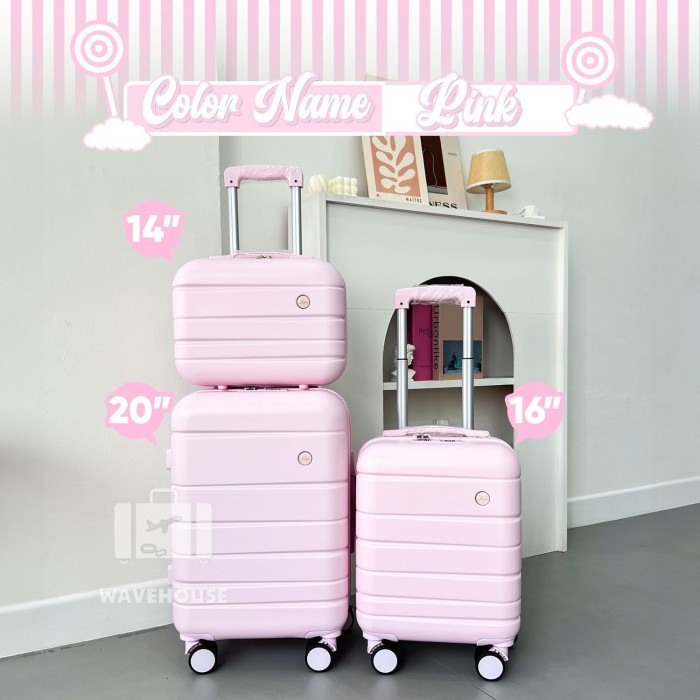 SALE - Joshee Koper LOLLIPOP Series Cabin Size 16 Inch 20 Inch Bagasi 24 Inch - Pink, 16 Inch