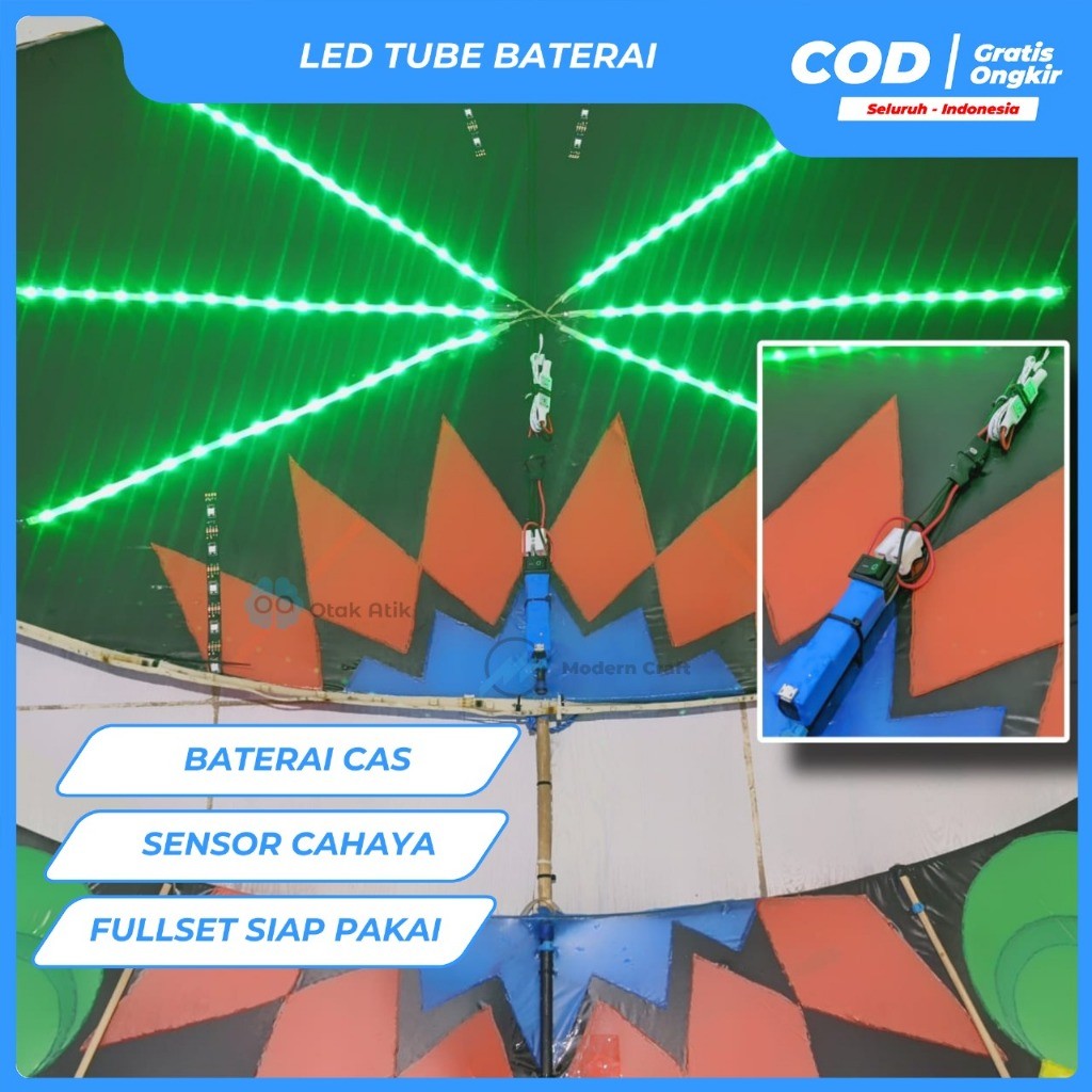 Lampu layang-layangan LED TUBE besar kembang api mini modul controller 2kaki baterai cas [3 & 6 LED]