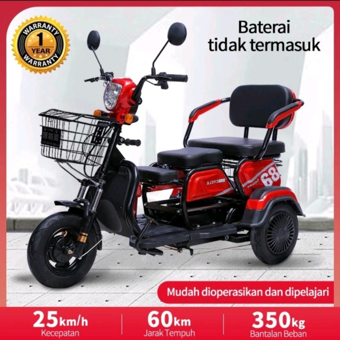 Sepeda Motor Listrik Roda 3 Berkualitas - Tanpa Baterai