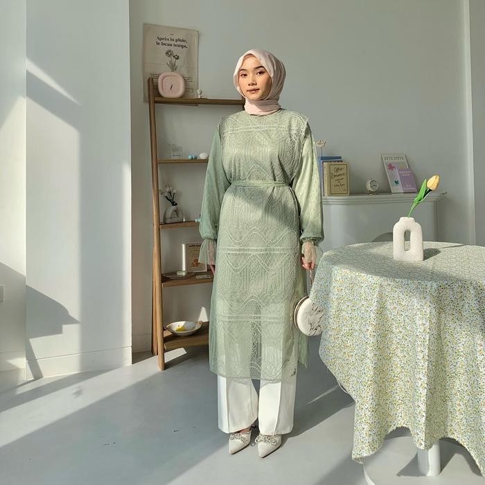 SALE - Hava Outer Tunik / Outer Tile - Sage Green