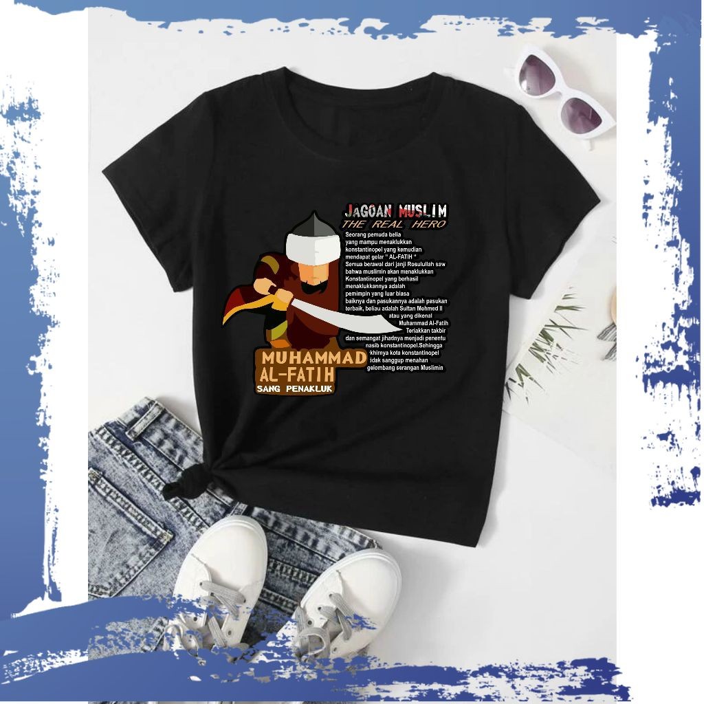 SYADZI Kaos Tshirt Anak Muhammad AL Fatih Motif Muslim Islami Keren Unisex Usia 1-10 Thn Fashion Kid