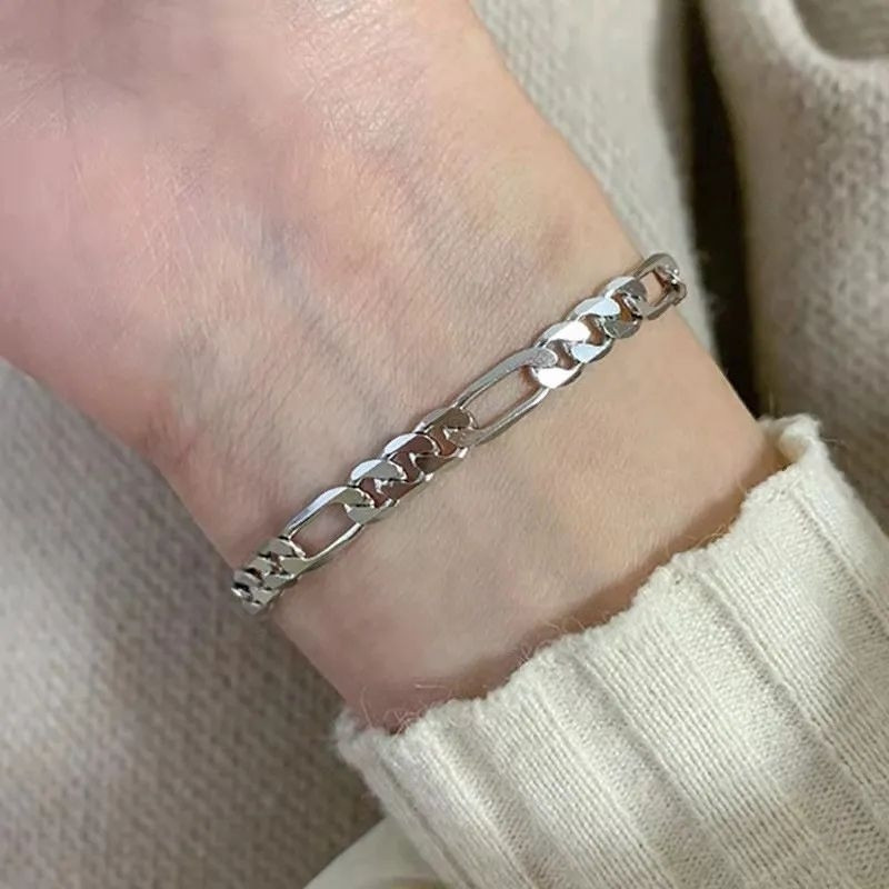 [HOT SALE] Gelang Titanium Model Curb Three One Chain Wanita Pria Anti Karat Anti Pudar Dan Tidak Bi