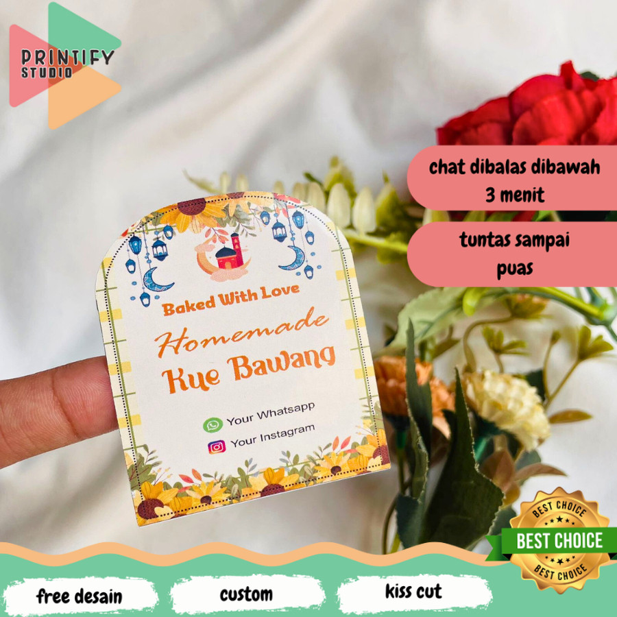 

Printify Stiker Makanan Roti Sticker Bakery Stiker Kuker Oval a3+ sticker lebaran bentuk oval chromo