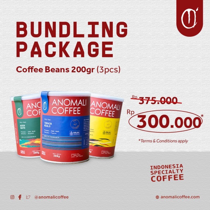 

Anomali Coffee - PAKET Biji Kopi Indonesia 200gr - 3 kaleng - Whole Beans