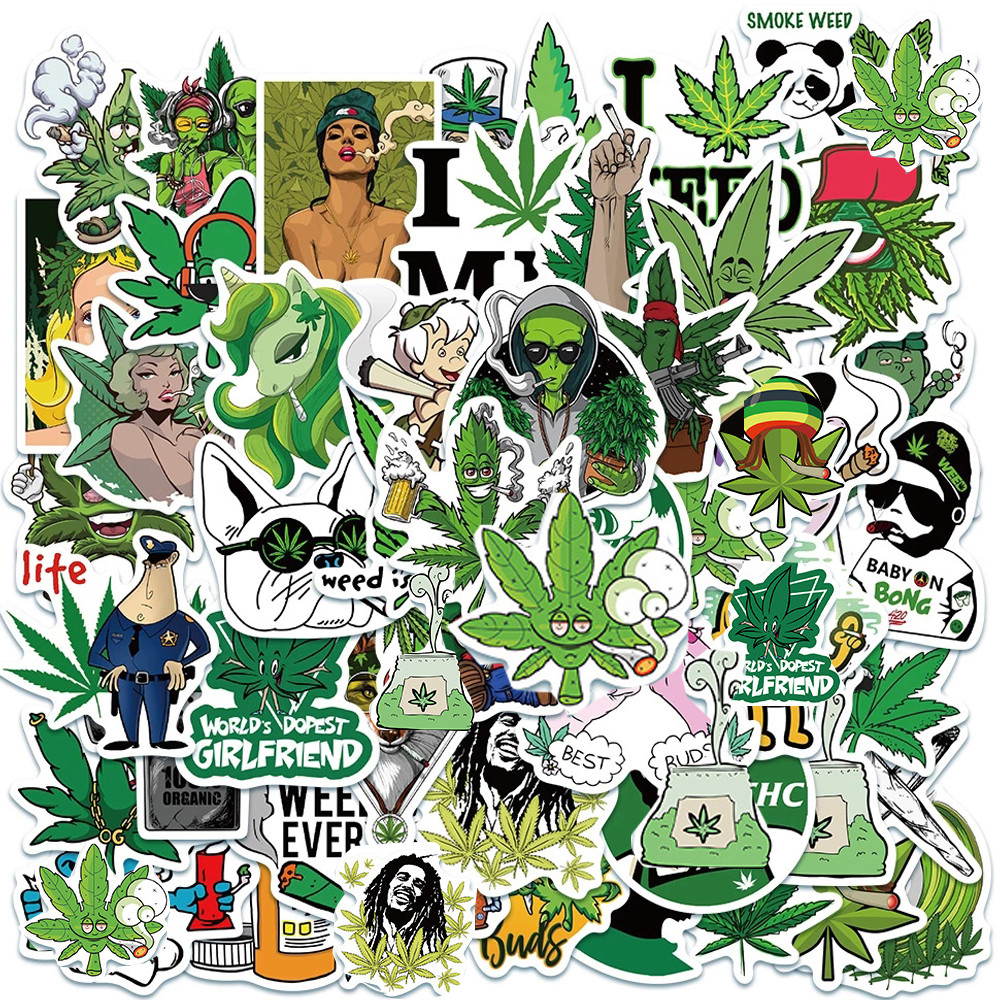 

10/30/50PCS Hemp Leaf Stickers Laptop Skateboard Guitar Luggage DIY Bike Cool Waterproof Graffiti Sticker Decal Kid Classic Toys
