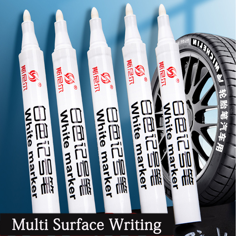 

1-2mm Writing Tip Oily White Marker Pen Waterproof Permanent Quick Drying Thick Head Construction Site Carpentry Express