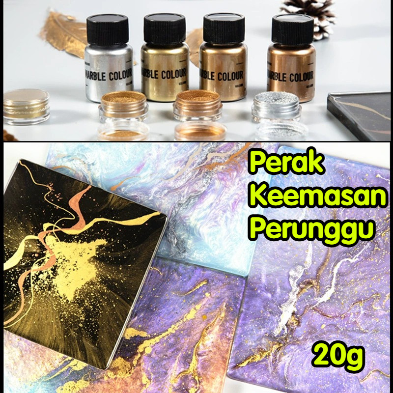 

【BARANG SPOT】Bubuk Mika Metal Marble Mica Powder Pigment Pewarna Resin Glitter Metal Topping Filling Resin