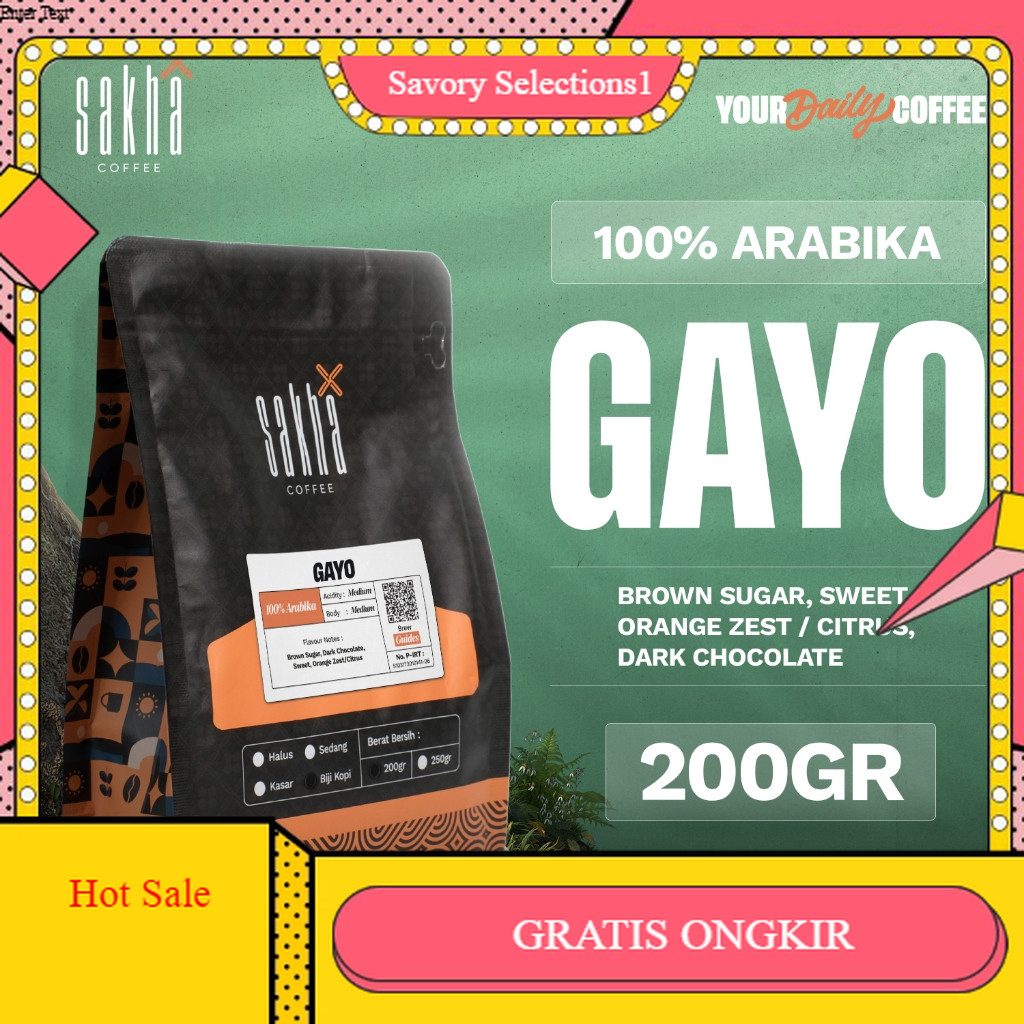 

【SAVORY】 SALE!! Biji Kopi Bubuk Arabika Gayo Aceh Arabica Coffe Bean Single Origin Grade1 Espresso Manual Brew 200gr