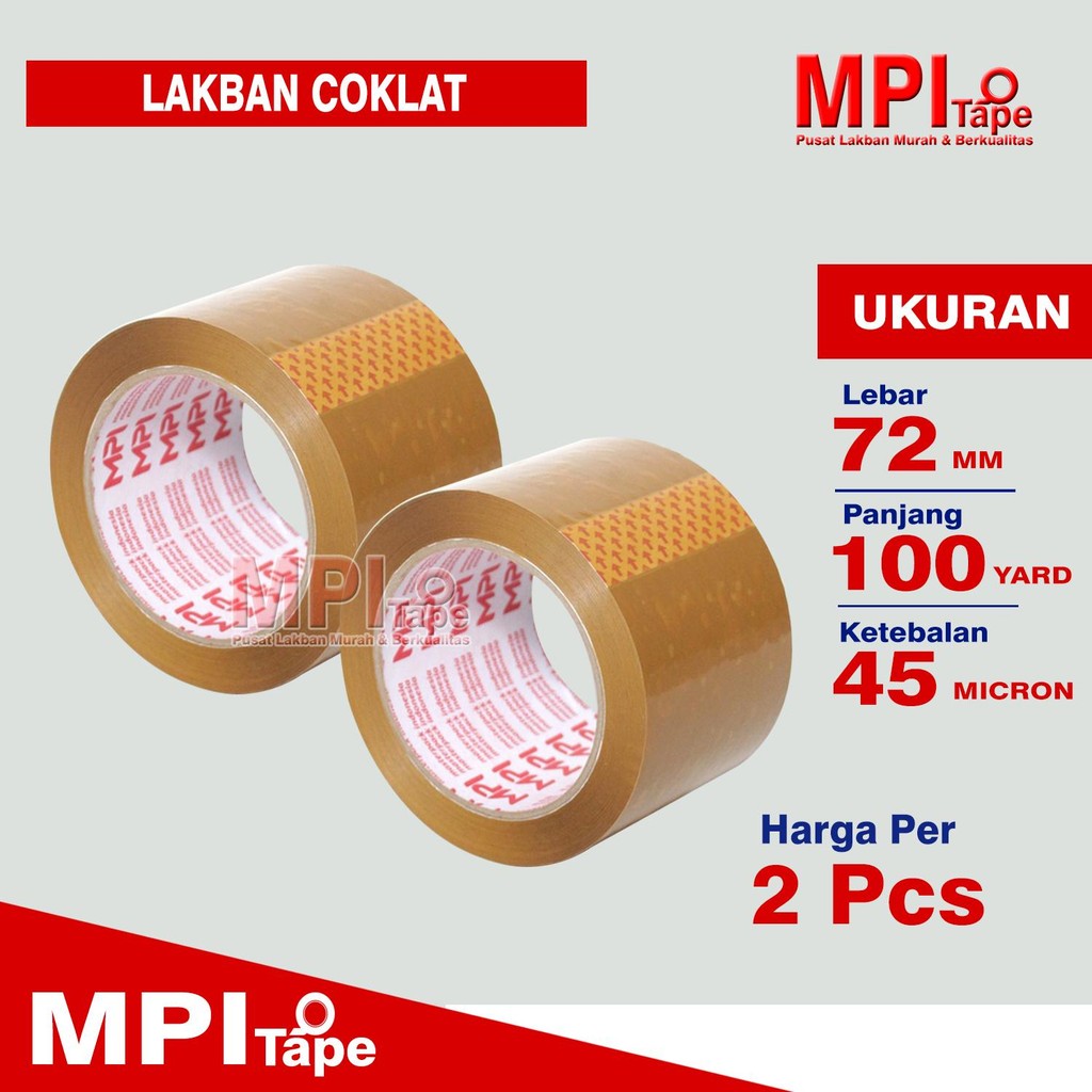 

2 PCS - Lakban Coklat 72 mm x 100 Yard - Lakban Bening 3 Inch Super Rekat - MPI