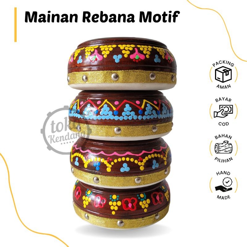 LETERSHOP Mainan Anak Rebana Anak Rebana Mini Kecil Motif Unik Aman Untuk Balita