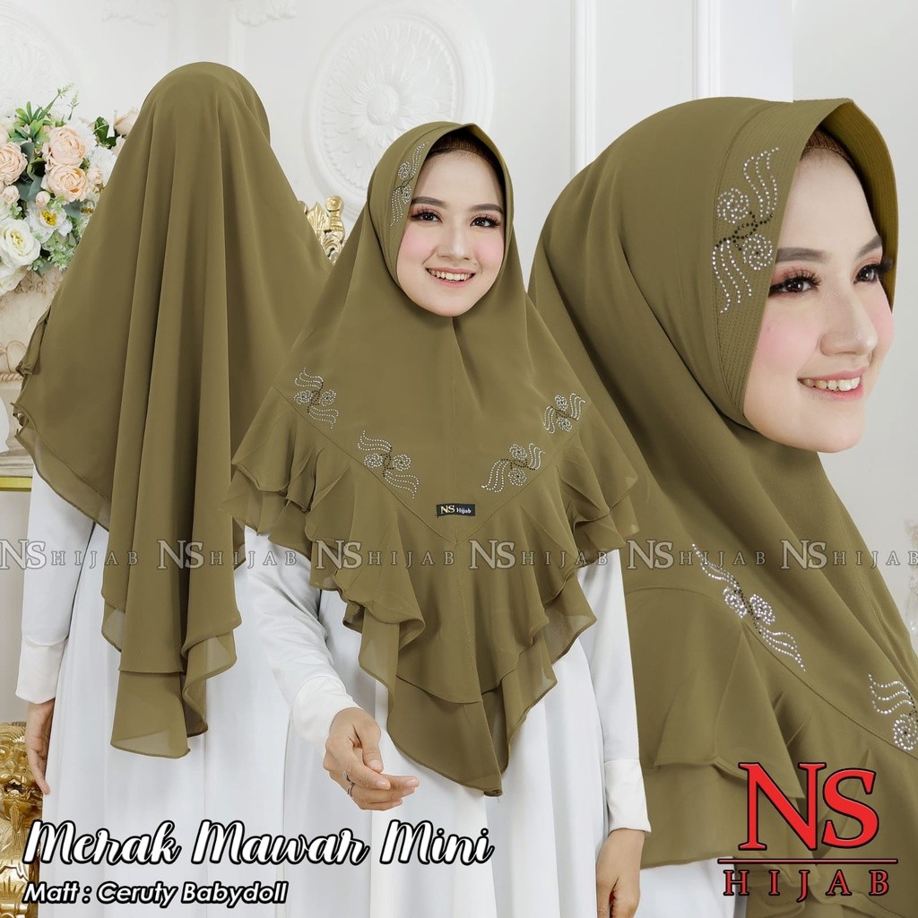 Jilbab Hijab Khimar Syar'i Ceruty Babydoll 2 Layer Rempel Payet Ori NS