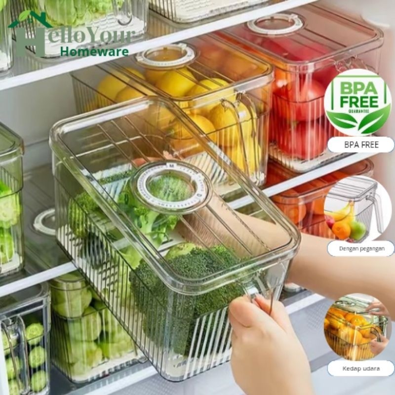 

New Tempat Container Kulkas Wadah Penyimpanan Buah Sayur Kulkas Tempat Penyimpanan Dapur SerbagunaPremium