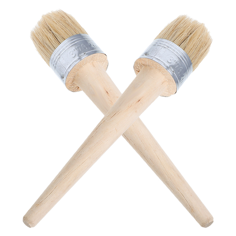 

2pcs Paint Brush Durable Bristles Comfortable Grip Long Lasting Furniture Wall Art DIY Stencils Painting Tools Chalk