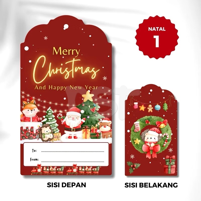 

DST Hang Tag Natal Tahun Baru - Kartu Ucapan Hampers Merry Christmas Happy New Year isi 25 pcs include tali