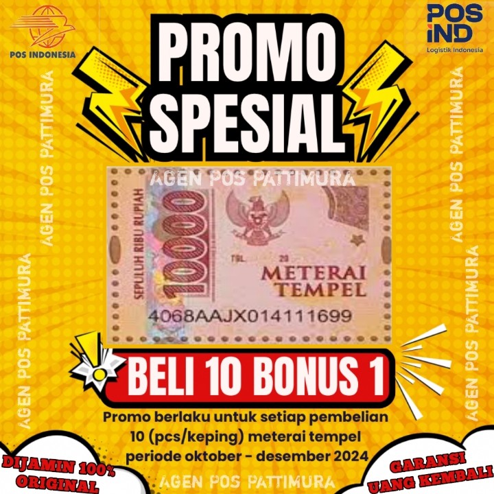 MATERAI TEMPEL ASLI 10000 PERURI KANTOR POS INDONESIA 10.000 6000 3000 sepuluh ribu   TERMURAH.   TE