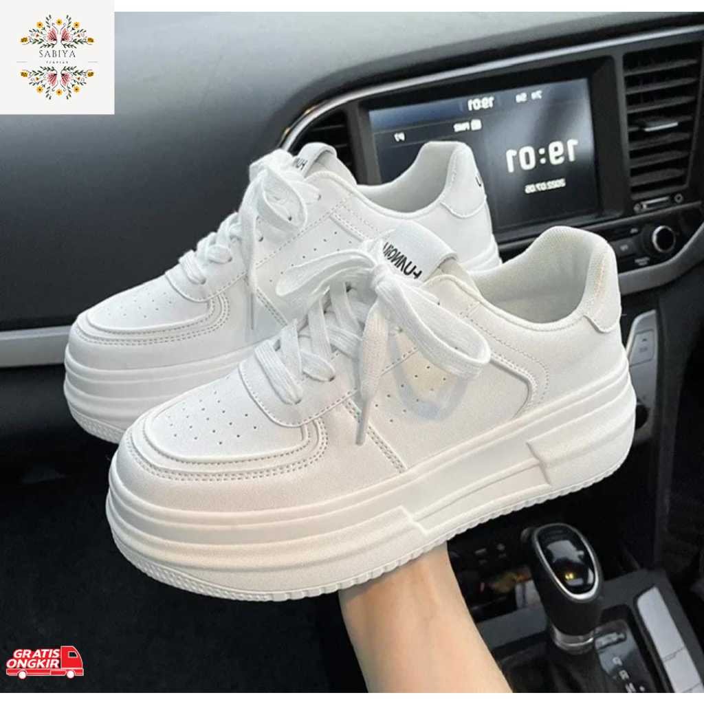 Sepatu Korea / "New Macati"Sepatu Sneakers Putih Polos Wanita Sepatu Sekolah Cewek HItam Polos Korea