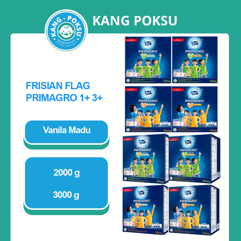 FRISIAN FLAG PRIMAGRO 1+ 3+ VANILA MADU 2000 GR 3000 GR SUSU FORMULA PERTUMBUHAN ANAK 1+ USIA 1-3 TH