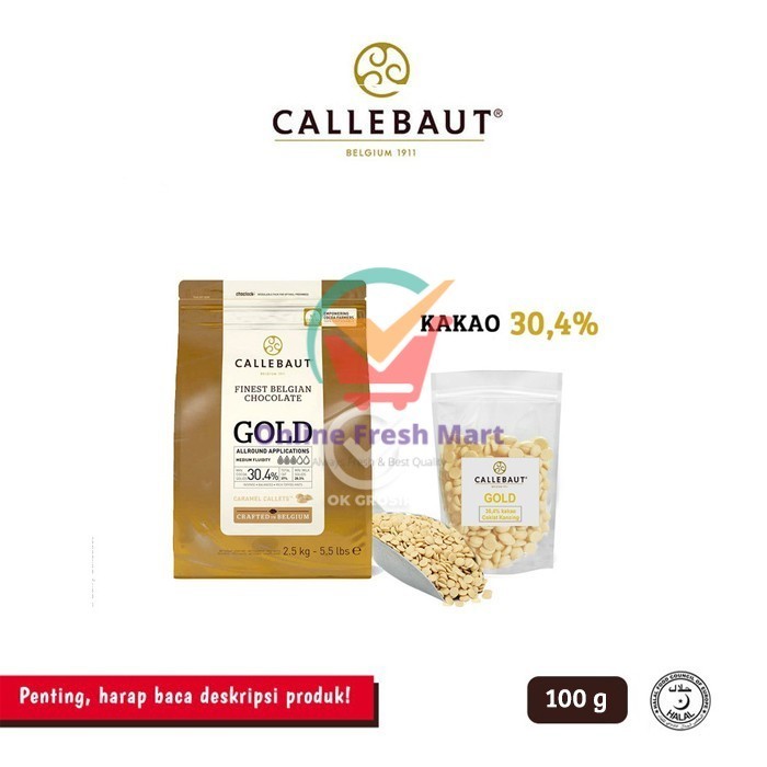 

Callebaut Gold Caramel Couverture 30,4% (100 gr) KHUSUS GOSEND & JNE YES - Online Fresh Mart Denpasar