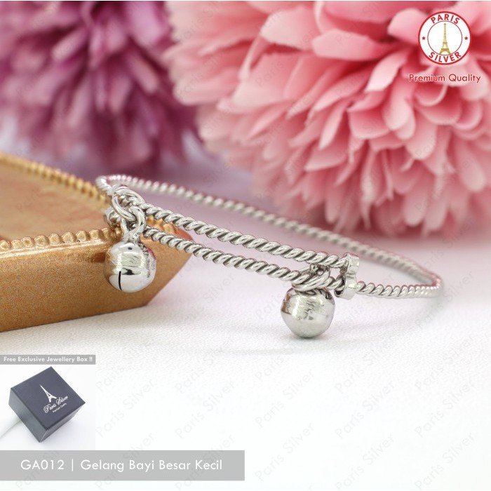 Gelang Bayi Perak Asli Silver 925 Lapis Emas Putih Anak Tidak Gatal