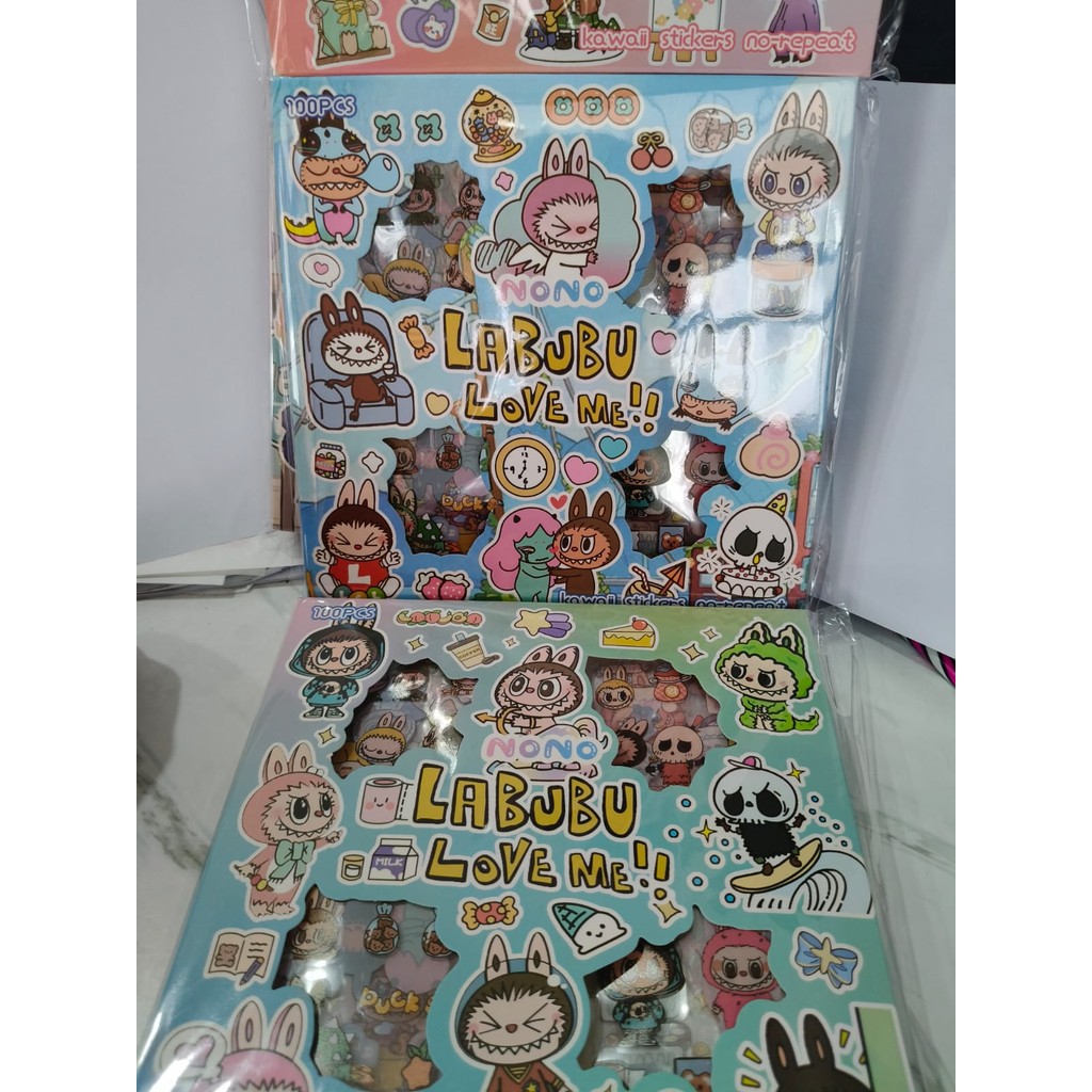 

AL STICKER LABUBU VIRAL MOMO NONO ISI 100 LEMBAR / BOX WATERPROOF PET STIKER LUCU