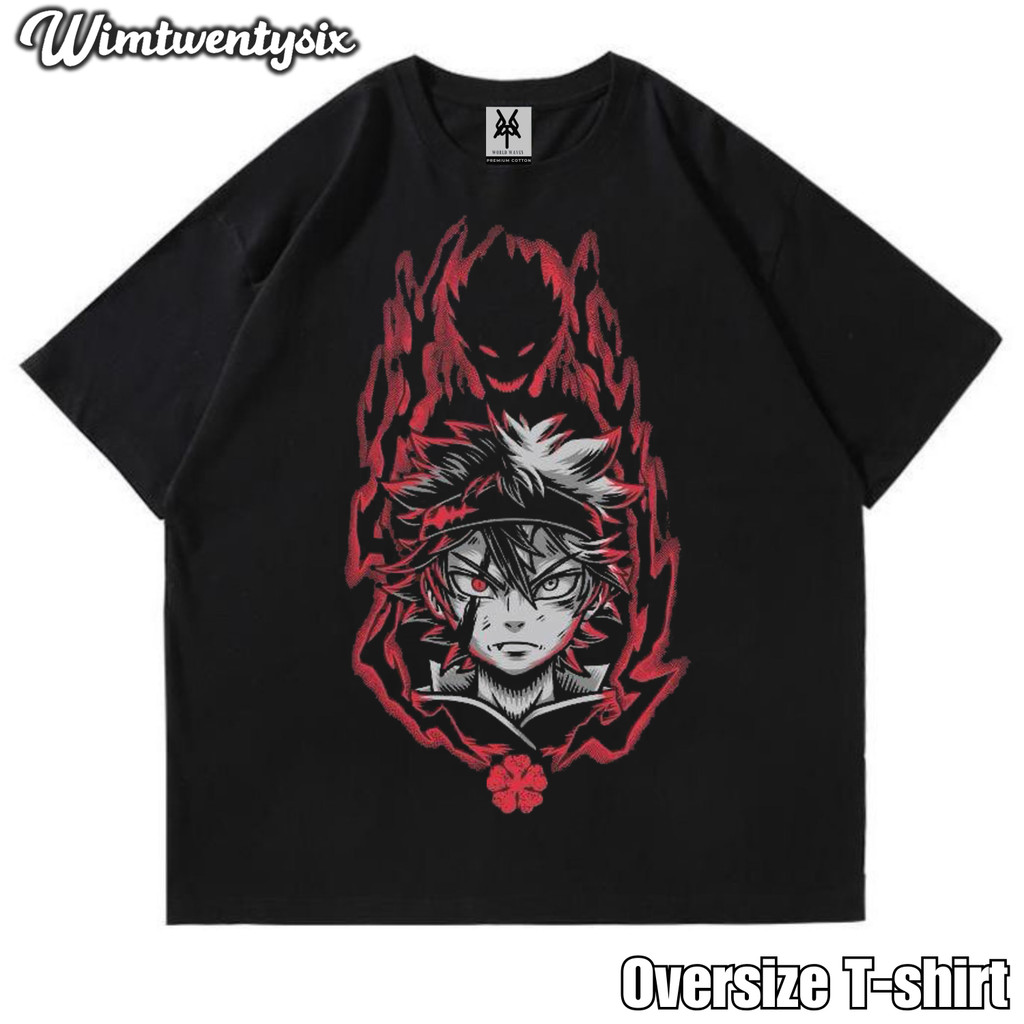 KAOS OVERSIZE | VINTAGE | T-SHIRT OVERSIZE | KAOS ANIME BLACK CLOVER ASTA AND THE DEMON