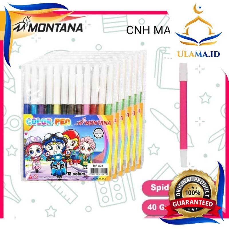 

spidol kecil 12 warna 828 Montana 12 pcs (set) / spidol 12 warna kecil STK